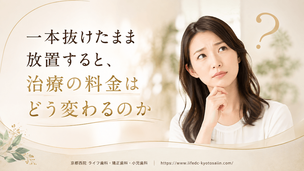 歯が一本抜けたまま放置すると、治療の料金はどう変わるのか